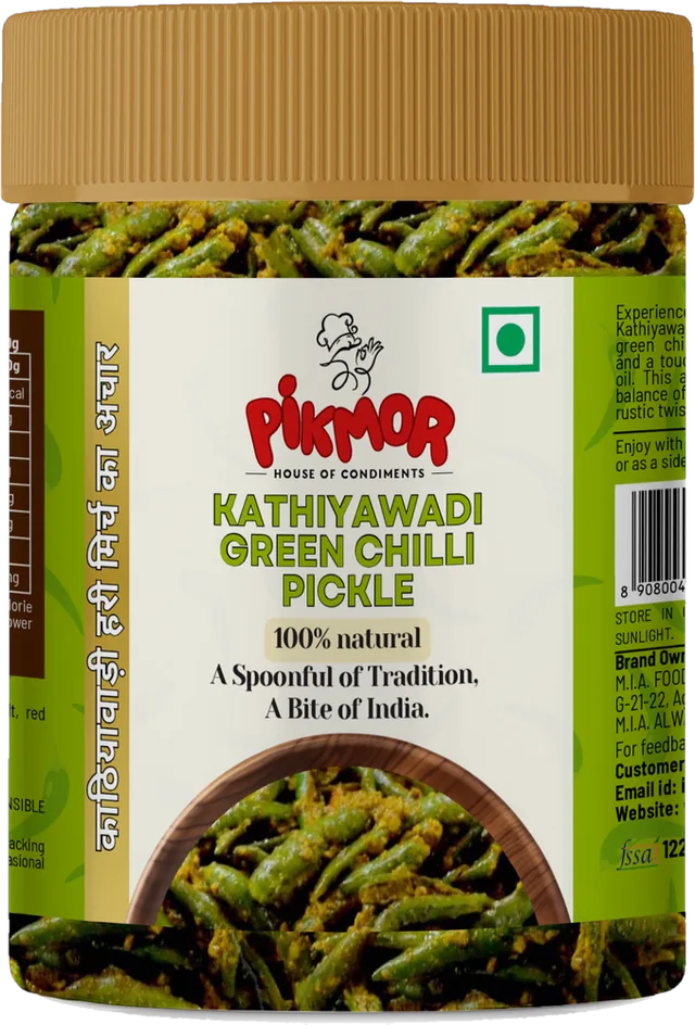 Kathiyawadi Green Chilli Pickle jar