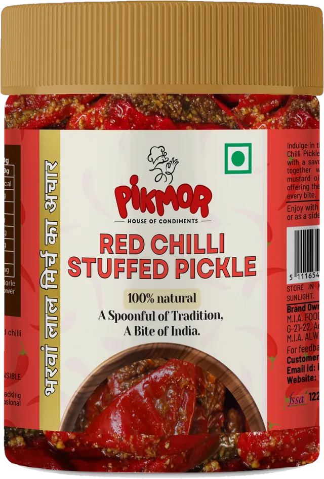 Stuffed Red Chilli Pickle jar